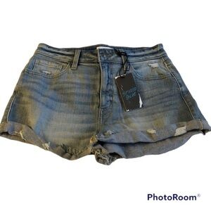 STUDIO BLUE DENIM CUTOFF DISTRESSED JEAN SHORTS 28